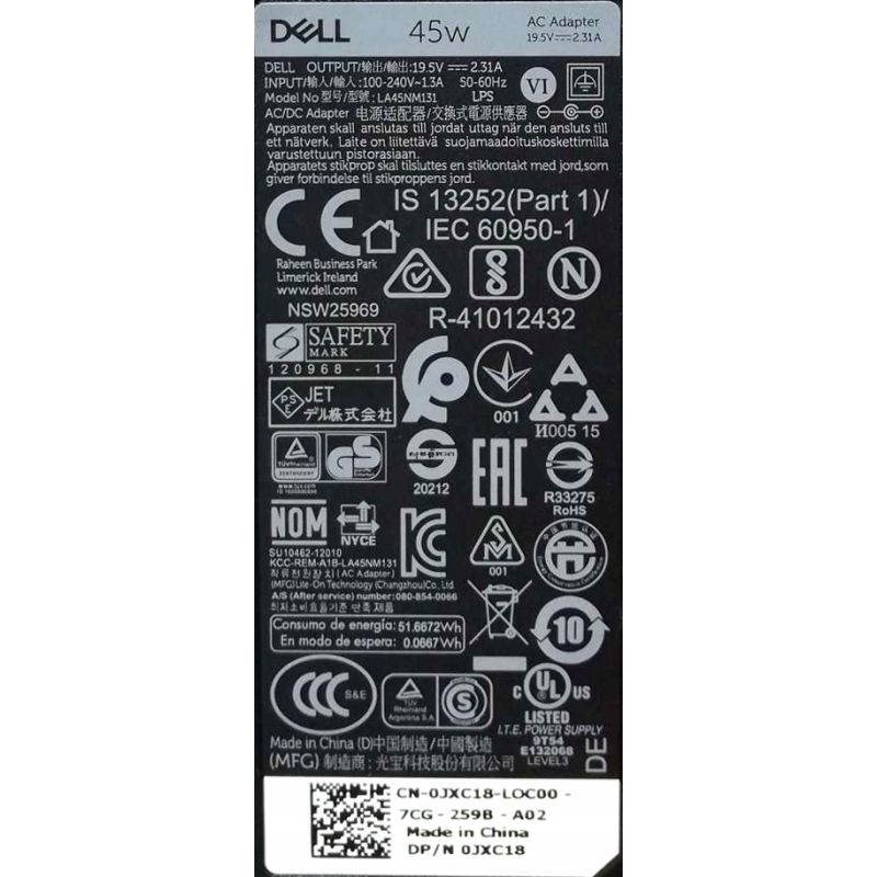 Zasilacz DELL 19.5V 2.31A 4.5x3.0 45W