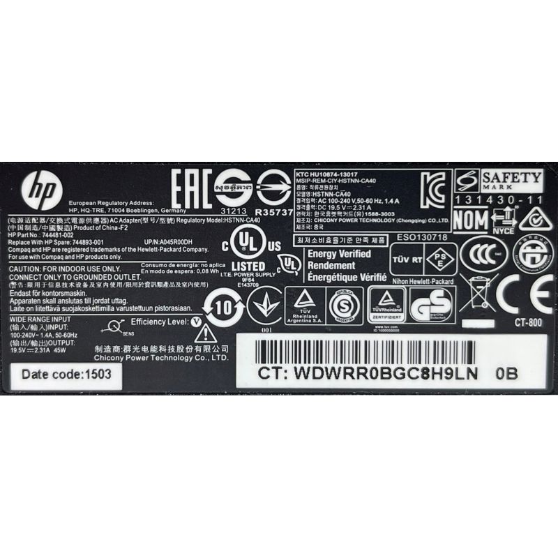 NOWY Zasilacz HP 19.5V 2.31A 7.4x5.0 45W