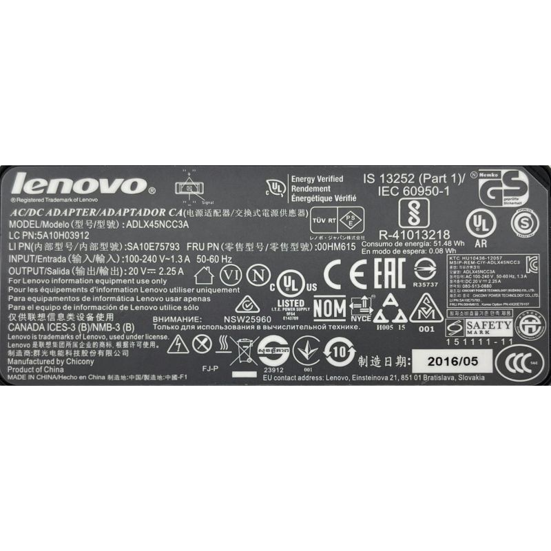 Zasilacz LENOVO 20V 2.25A SLIM TIP 45W