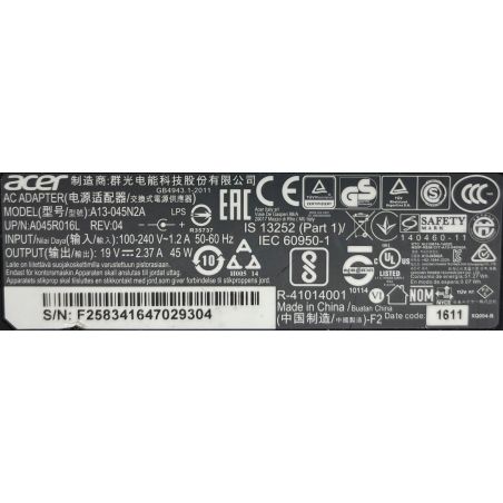 Zasilacz ACER 19V 2.37A 3.0x1.1 45W