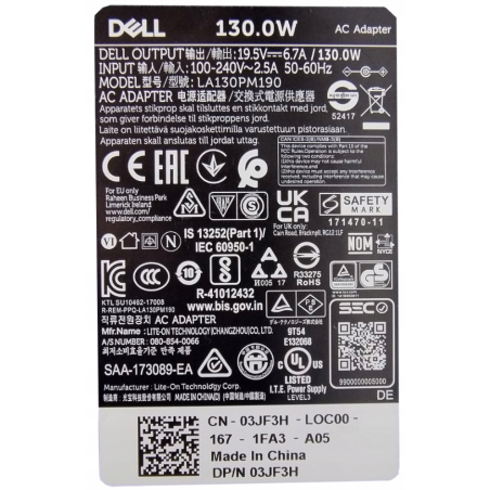 NOWY Zasilacz DELL 19.5V 6.7A 4.5x3.0 130W