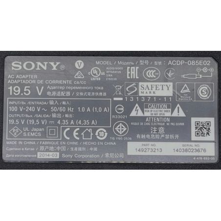 Zasilacz SONY ACDP-085E02 19.5V 4.35A 6.0x4.3 85W