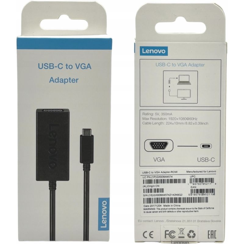 ADAPTER PRZEJŚCIÓWKA LENOVO USB-C na VGA FHD