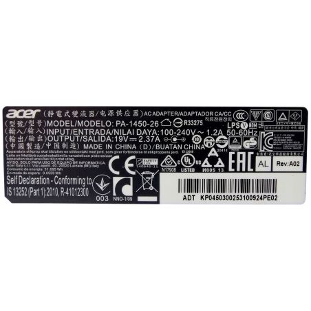 Zasilacz ACER 19V 2.37A 5.5x1.7 45W