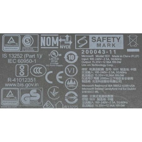 Zasilacz MICROSOFT 1931 15.35V 12.96A 199W