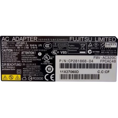 NOWY Zasilacz FUJITSU 19V 3.16A 5.5x2.5 60W