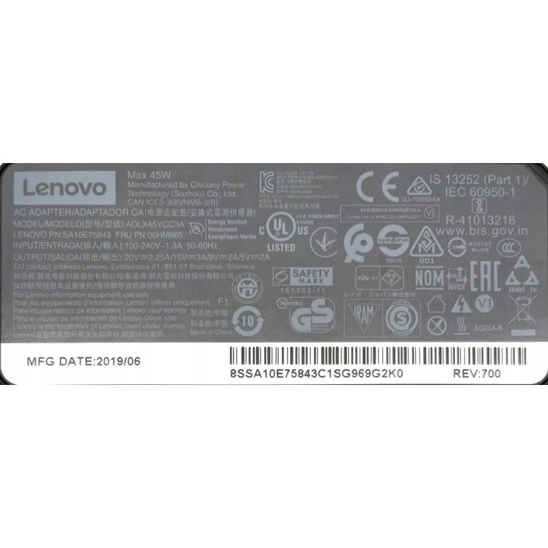 NOWY Zasilacz LENOVO 20V 2.25A USB-C 45W
