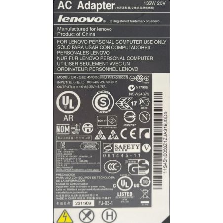 Zasilacz LENOVO 20V 6.75A PIN 7.9x5.5 135W