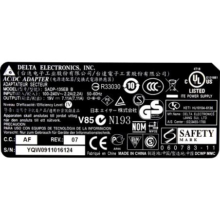 ZASILACZ DELTA 135W SADP-135EB 19V 7.1A 5.5x2.5mm