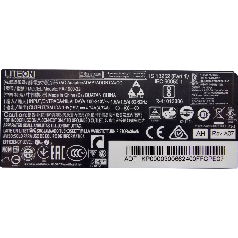 ZASILACZ LITEON 90W 19V 4.74A 5.5/1.7 do ACER