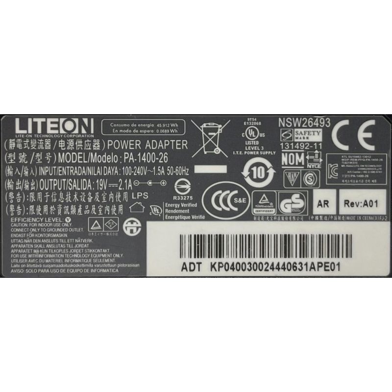 ZASILACZ LITEON 40W 19V 2.1A 5.5x1.7