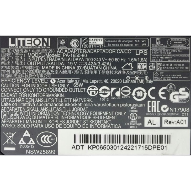 ZASILACZ LITEON 19V 3.42A 65W 3.0x1.1