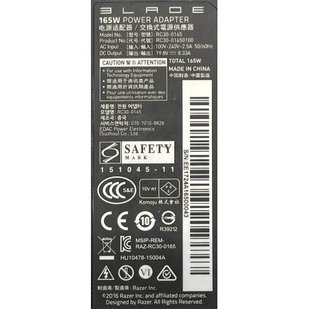 ZASILACZ RAZER BLADE RC30-0165 19.5V 8.33A 165W 5.5X2.5
