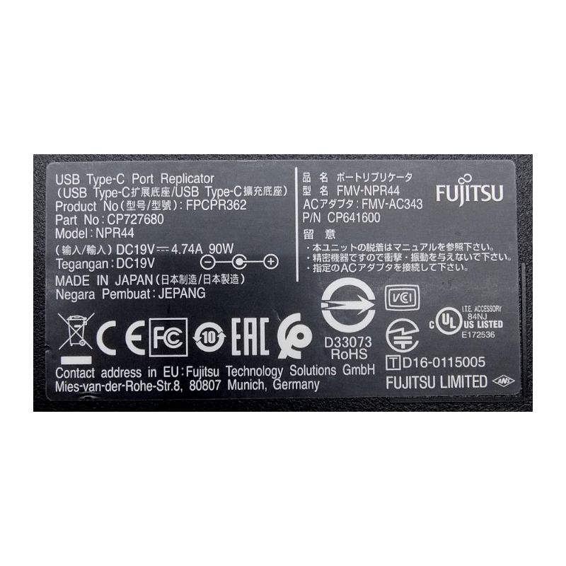 Stacja dokująca FUJITSU NPR44 USB-C HDMI VGA DP