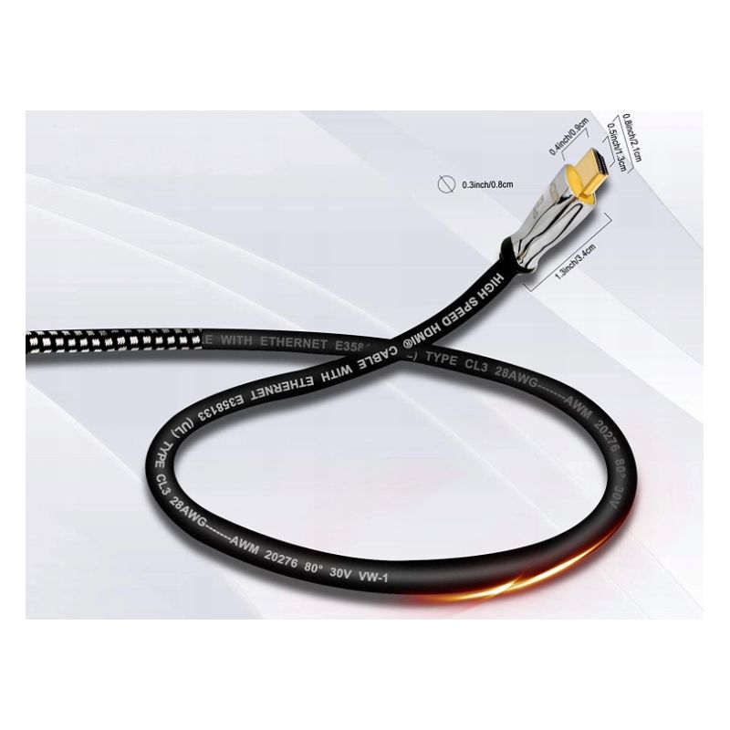 Nowy KABEL HDMI-HDMI 0.9m UHD 4K w oplocie