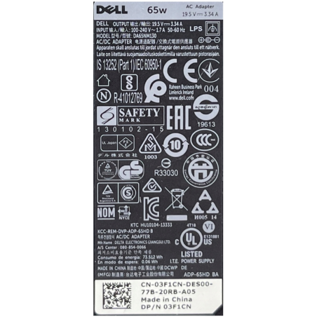 Zasilacz DELL 19.5V 3.34A 4.5x3.0 65W