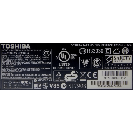 ZASILACZ TOSHIBA ADP-75SB BB 75W 19V 3,95A 5.5x2.5