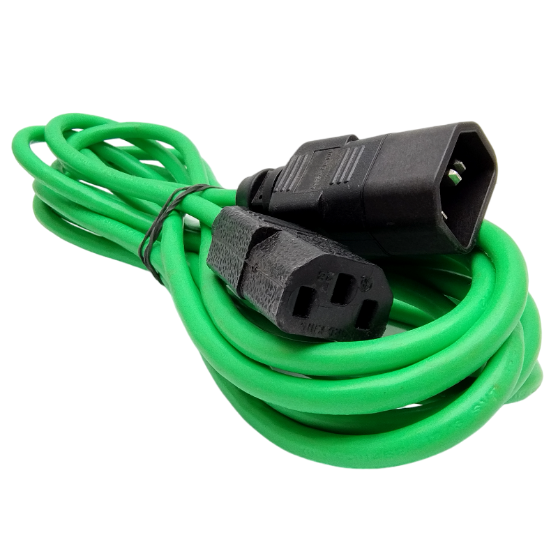 Przedłużka kabla zasilającego C13/C14 1.5m-4m 230V M/F zielony